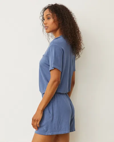 Monrow Supersoft Romper In True Navy In Medium Blue