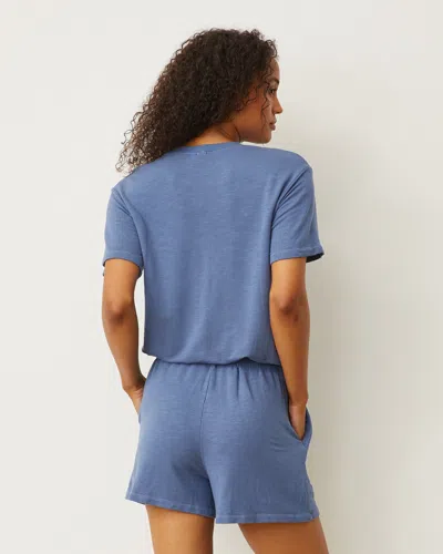 Monrow Supersoft Romper In True Navy In Medium Blue