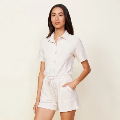 Monrow Bridal Supersoft Romper In Bone