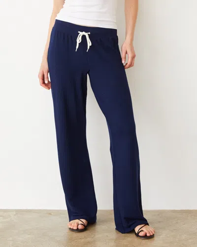 Monrow Supersoft Straight Leg Vintage Sweat In Navy
