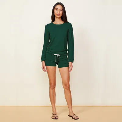 Monrow Supersoft Vintage Shorts In Evergreen