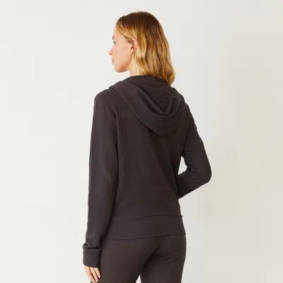 Monrow Supersoft Zip Up Hoody In Washed Black