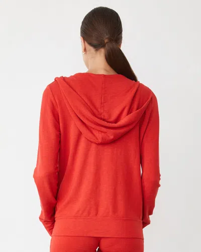 Monrow Supersoft Zip Up Hoody In Flare Red