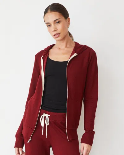 Monrow Supersoft Zip Up Hoody In Ruby
