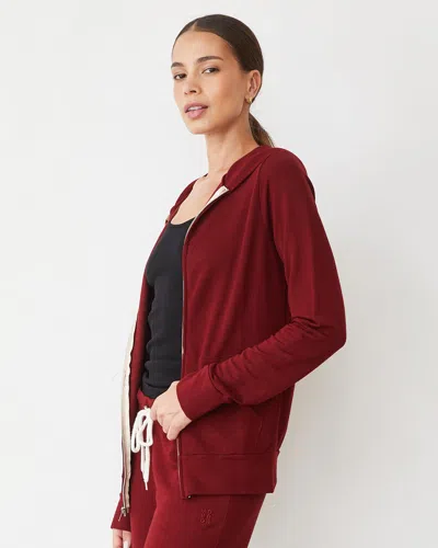 Monrow Supersoft Zip Up Hoody In Ruby