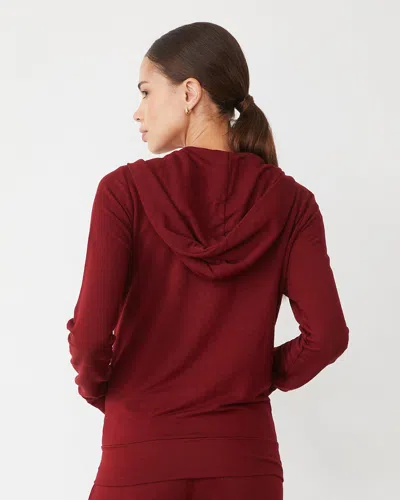 Monrow Supersoft Zip Up Hoody In Ruby