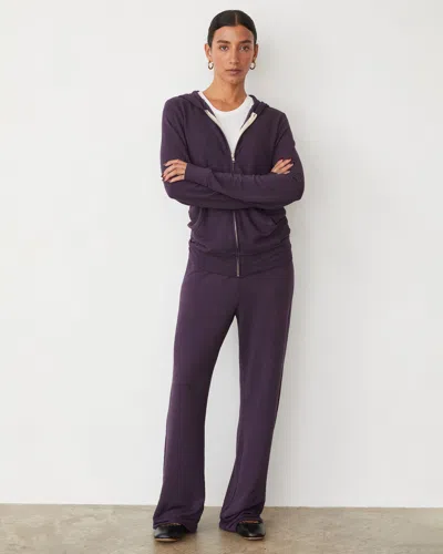Monrow Supersoft Zip Up Hoody In Midnight Plum