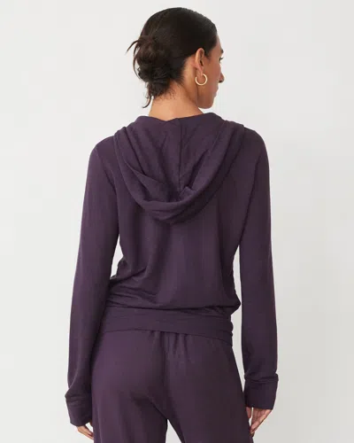 Monrow Supersoft Zip Up Hoody In Midnight Plum