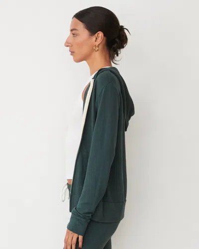 Monrow Supersoft Zip Up Hoody In Sea Moss