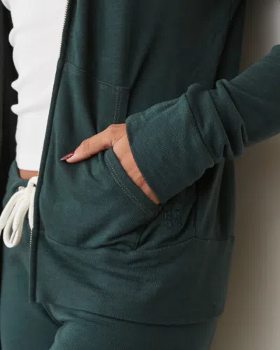 Monrow Supersoft Zip Up Hoody In Sea Moss
