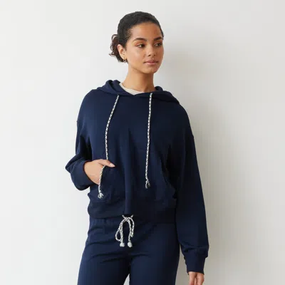 Monrow Supima Fleece Hoody In Dark Navy