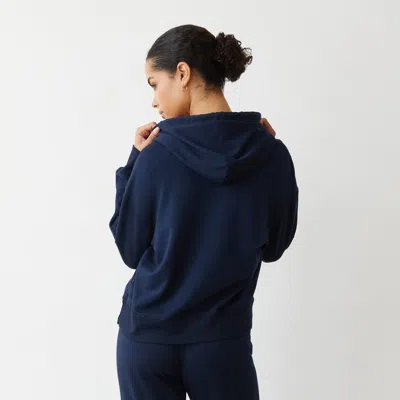 Monrow Supima Fleece Hoody In Dark Navy