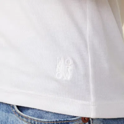 Monrow Supimafine Rib Long Sleeve Crew Sweater In White In White