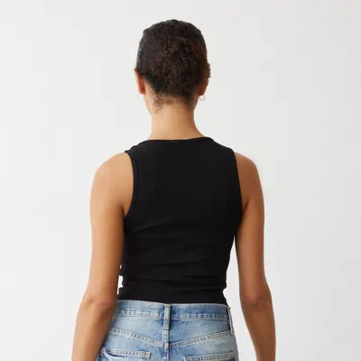 Monrow Supimaluxe Rib Crop High Neck Tank In Black