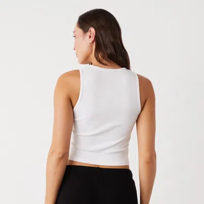 Monrow Womens Halter Ribbed Tank Top In White
