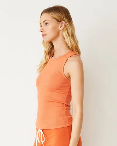 Monrow Supimaluxe Rib High Neck Tank In Rust Orange