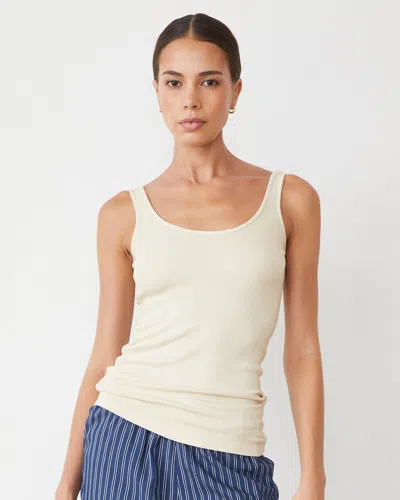 Monrow Supimaluxe Rib Scoop Neck Tank In Off White