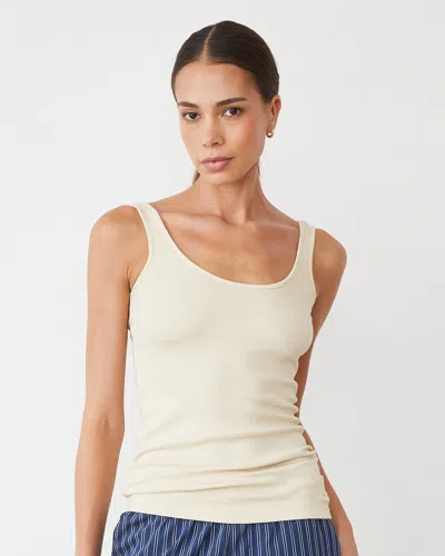 Monrow Supimaluxe Rib Scoop Neck Tank In Off White