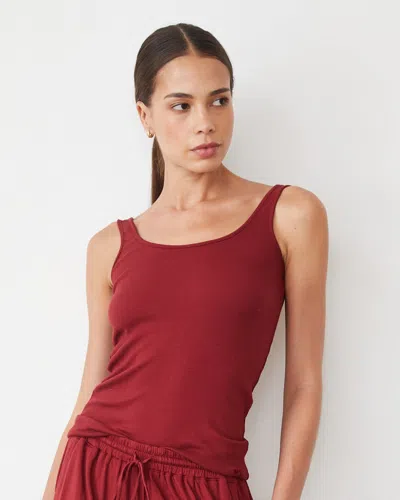 Monrow Supimaluxe Rib Scoop Neck Tank In Ruby
