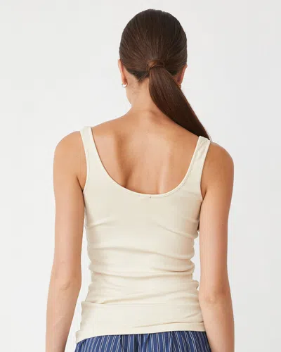 Monrow Supimaluxe Rib Scoop Neck Tank In Off White