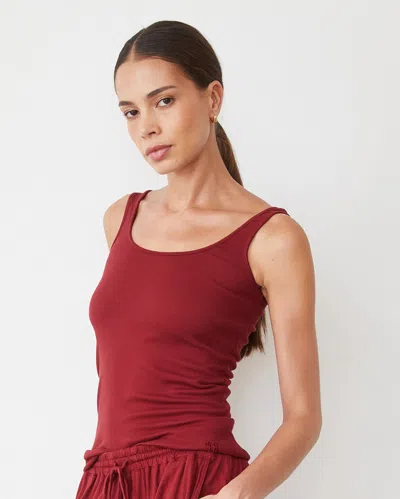 Monrow Supimaluxe Rib Scoop Neck Tank In Ruby