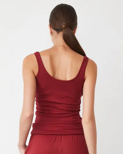Monrow Supimaluxe Rib Scoop Neck Tank In Ruby
