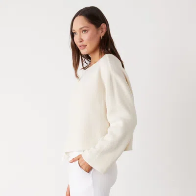 Monrow Teddy Fleece Boat Neck Sweatshirt In Off White
