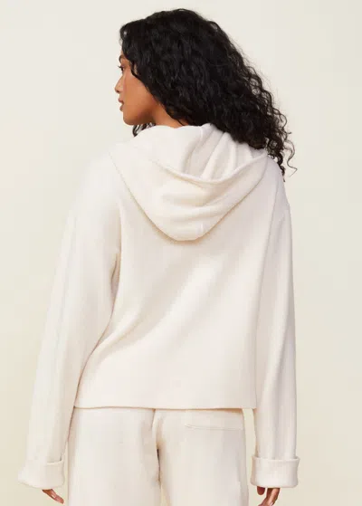 Monrow Teddy Fleece Pullover Collar Hoody In Off White