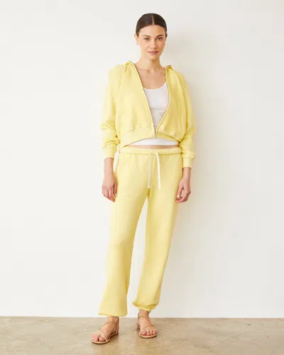 Monrow Teddy Fleece Relaxed Zip Up Hoody In Lemon