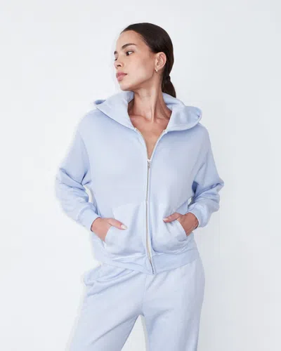 Monrow Teddy Fleece Relaxed Zip Up Hoody In Icey Lilac