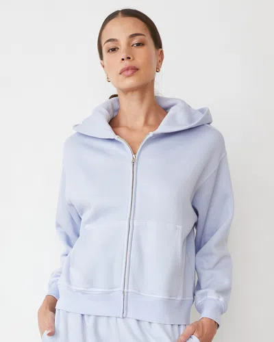 Monrow Teddy Fleece Relaxed Zip Up Hoody In Icey Lilac