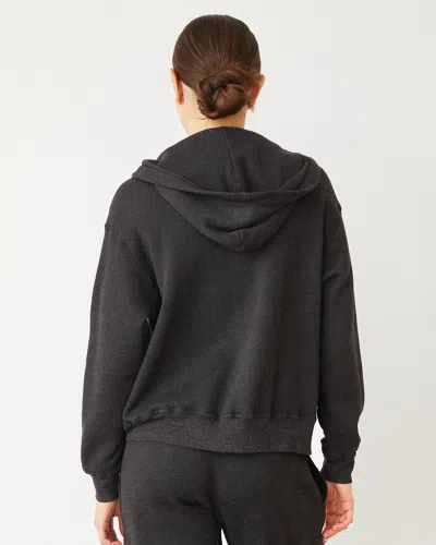 Monrow Teddy Fleece Relaxed Zip Up Hoody In Faded Black
