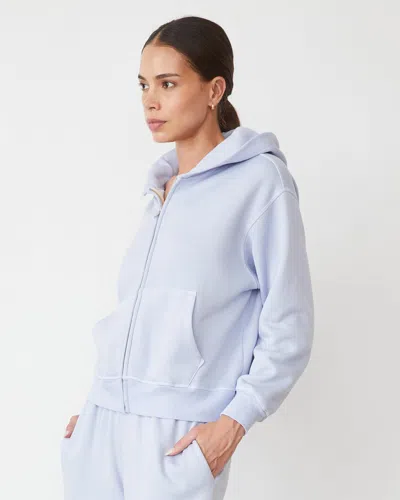Monrow Teddy Fleece Relaxed Zip Up Hoody In Icey Lilac