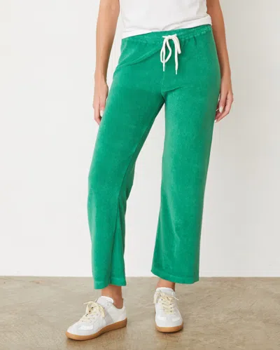 Monrow Terry Cloth Crop Pant In Green Apple