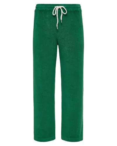 Monrow Terry Cloth Crop Pant In Green Apple