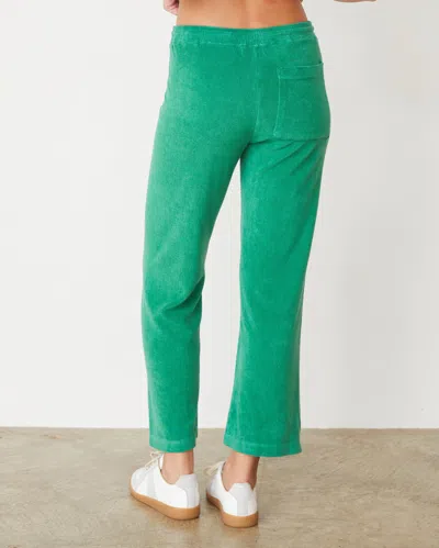 Monrow Terry Cloth Crop Pant In Green Apple