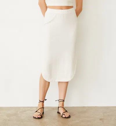 Monrow Terry Cloth Midi Skirt In Pearl