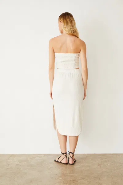 Monrow Terry Cloth Midi Skirt In Pearl