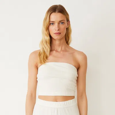 Monrow Terry Cloth Tube Top In Pearl