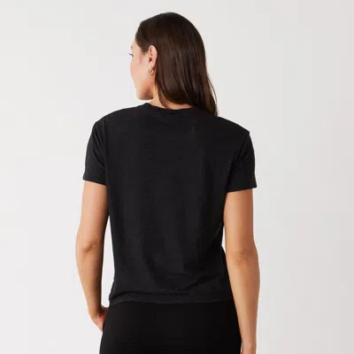Monrow Textured Tri-blend Basic Crew Neck Tee In Black