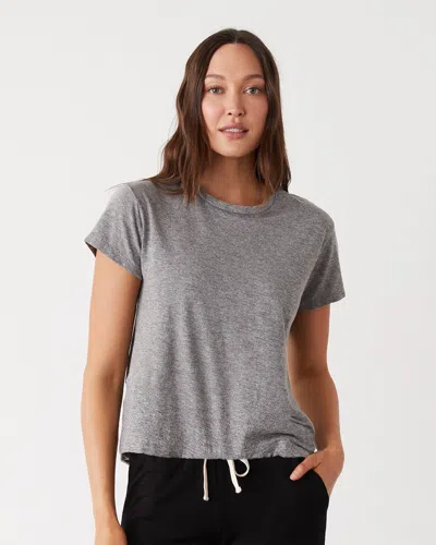 Monrow Textured Tri-blend Basic Crew Neck Tee In Granite