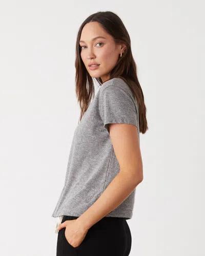 Monrow Textured Tri-blend Basic Crew Neck Tee In Granite
