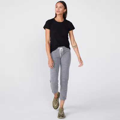 Monrow Tissue Fitted Crew Neck Tee In Black