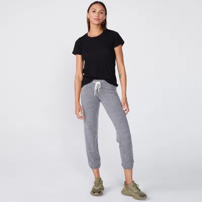 Monrow Tissue Fitted Crew Neck Tee In Black