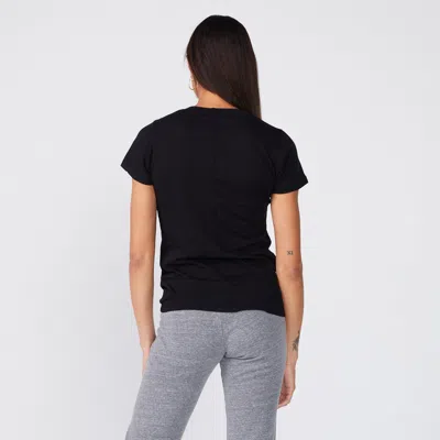 Monrow Tissue Fitted Crew Neck Tee In Black