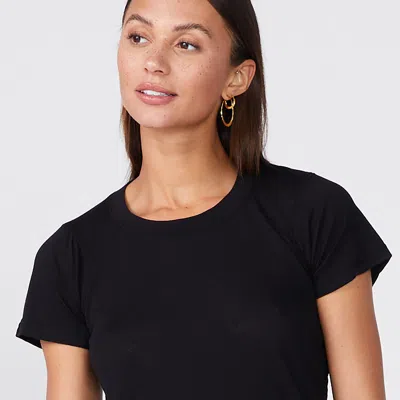 Monrow Tissue Fitted Crew Neck Tee In Black