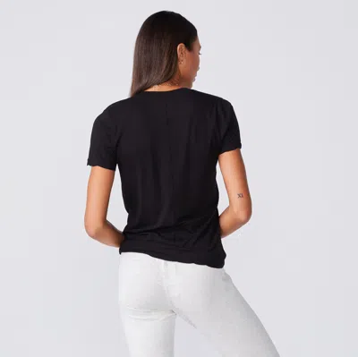 Monrow Tissue Fitted V Neck Tee In Black