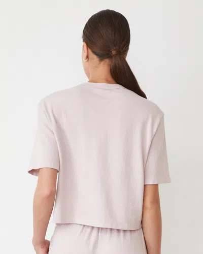 Monrow Vintage Fleece Pocket Crew In Chalk Pink