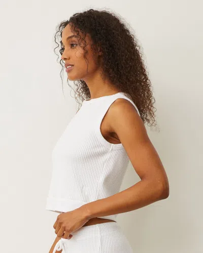 Monrow Waffle Boxy Tank In White