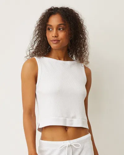 Monrow Waffle Boxy Tank In White